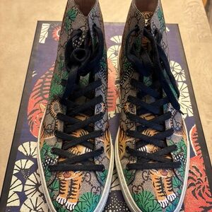 Gucci GG Supreme Bengal Tiger Sneakers High Top Canvas Mens Sz 9 G 451212 EXC ❤️